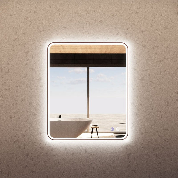 Aqua Perla - Brushed Copper Framed Rectangle LED Mirror 900*750mm