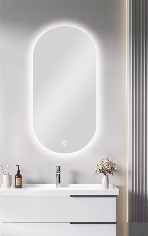 Aqua Perla - Carysil Oval 3 Color Lighting Backlit LED Mirror Touch Sensor Switch Defogger Pad 450*900mm