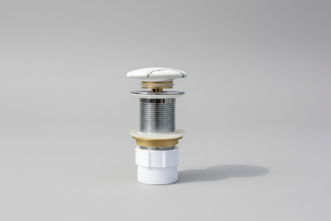 Claya - Matte Carrara Pop-Up Waste, 32mm Non-Overflow Ceramic Cap