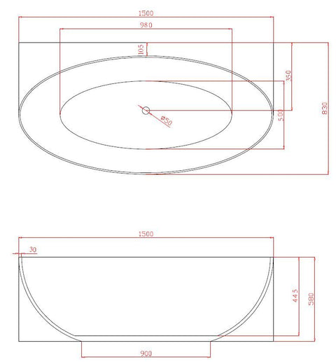 Alpine - Morocco Back To The Wall Free Standing Bath 150cm White