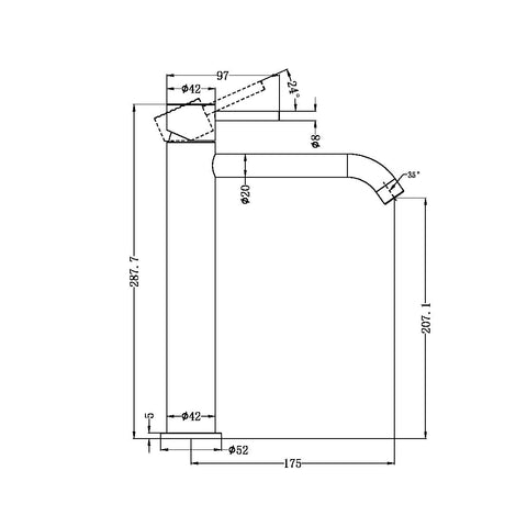 Nero - Zen SS316L Tall Basin Mixer With Pin Lever