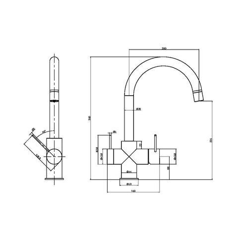 Nero - Mecca 3 Way Filtered Mixer Tap
