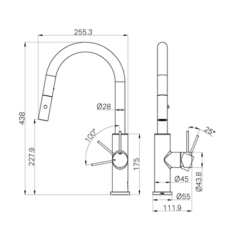 Mecca Smart Sensor Pull Out Kitchen Mixer