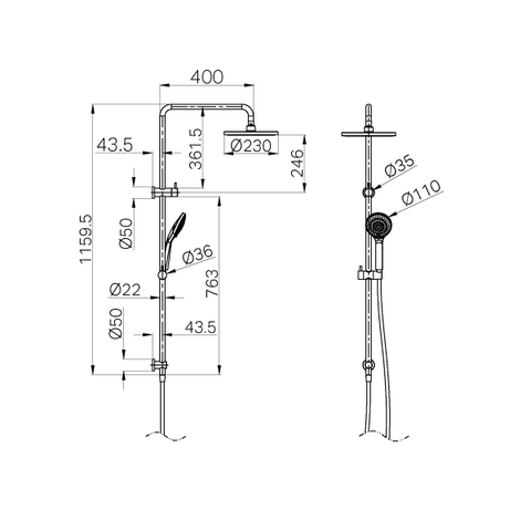 Nero - Round Twin Shower With Air Shower I Brushed Gold