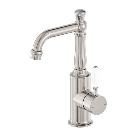 Nero - York Basin Mixer With White Porcelain Lever