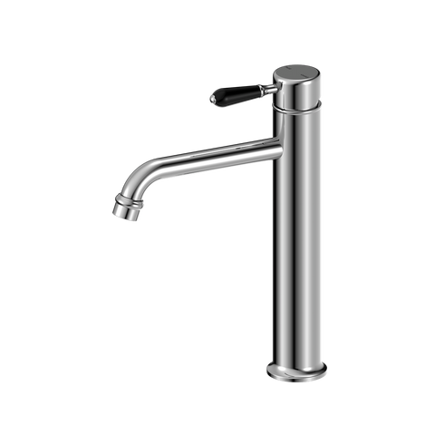 Nero - York Straight Tall Basin Mixer With Black Porcelain Lever