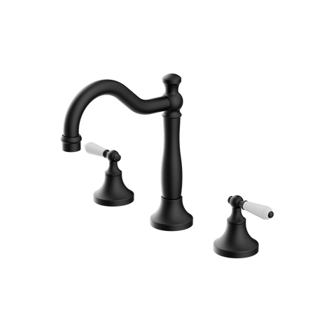 Nero - York Basin Set With White Porcelain Lever