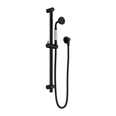 Nero - York Shower Rail With White Porcelain Hand Shower