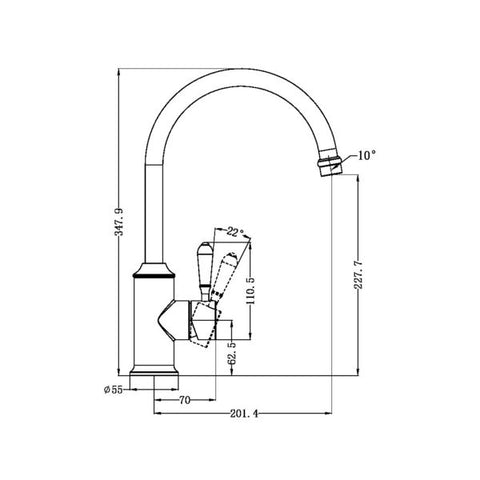 Nero - York Kitchen Mixer Gooseneck Spout With Metal Lever