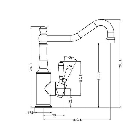 Nero - York Kitchen Mixer Hook Spout With Metal Lever