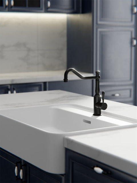 Nero - York Kitchen Mixer Hook Spout With Metal Lever