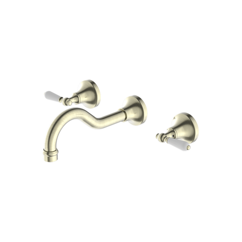 Nero - York Wall Basin Set With White Porcelain Lever