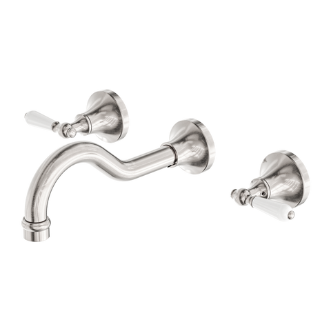 Nero - York Wall Basin Set With White Porcelain Lever