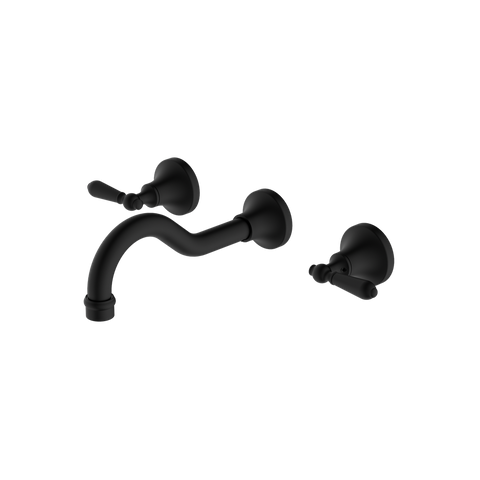 Nero - York Wall Basin Set With Metal Lever