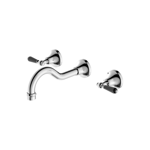 Nero - York Wall Basin Set With Black Porcelain Lever