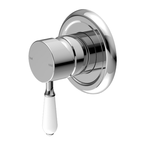 Nero - York Shower Mixer With White Porcelain Lever