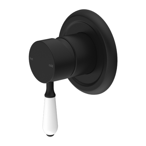 Nero - York Shower Mixer With White Porcelain Lever