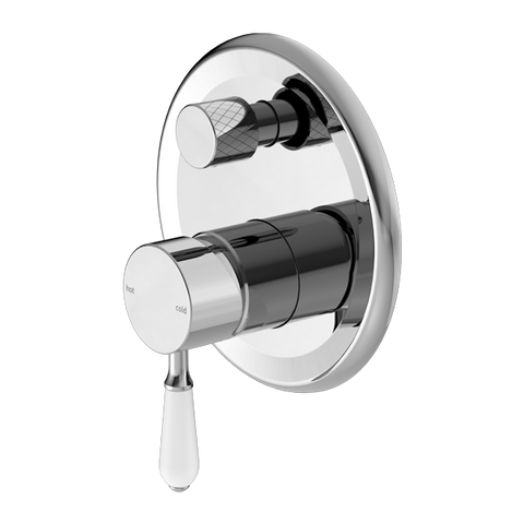 Nero - York Shower Mixer With Divertor With White Porcelain Lever