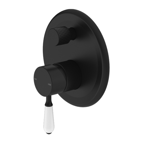 Nero - York Shower Mixer With Divertor With White Porcelain Lever