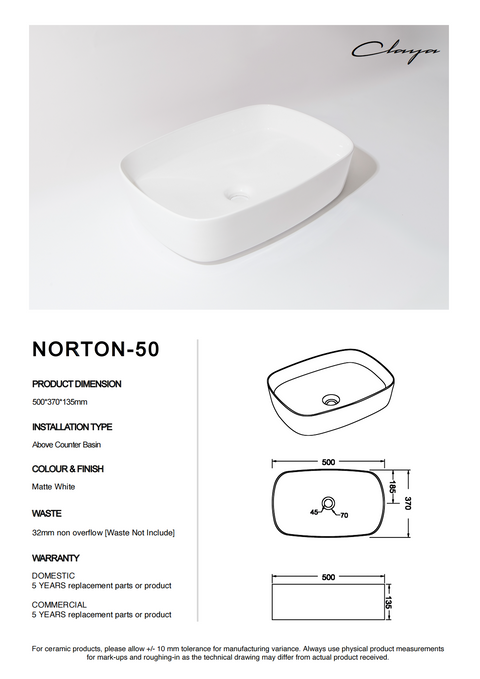 Claya - Norton-50 Sculptural Basin, Gloss White
