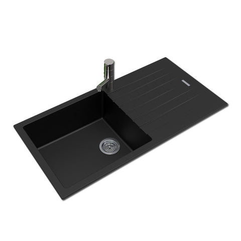 Black Arete Single Bowl Kitchen Sink 1000x500x200mm