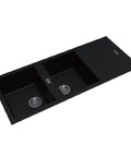Black Granite Double Bowl Kitchen Sink 1160x500x200mm