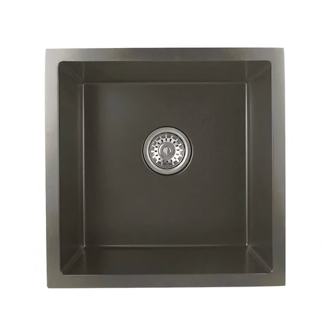 Aqua Perla - Dark Grey Stainless Steel Single Bowl Kitchen Sink 440x440x205mm