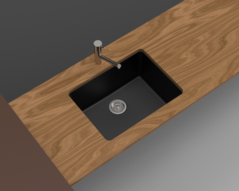Black Granite Single Bowl Undermount Kitchen Sink 635x469x241mm