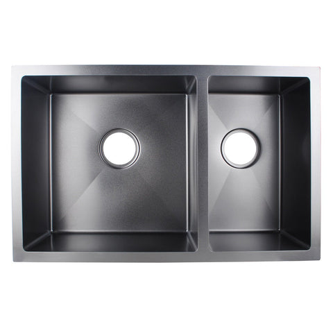 Aqua Perla - Dark Grey Stainless Steel 1 & 1/2 Bowl Kitchen Sink 710x450x205mm