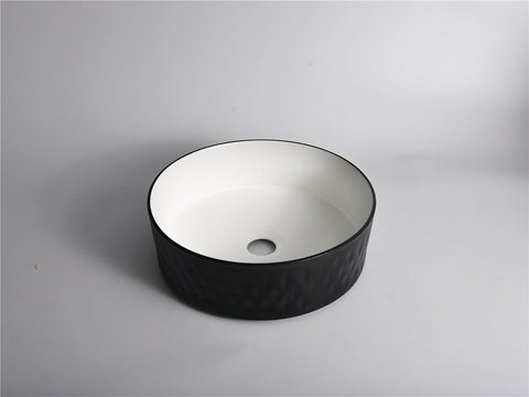 Claya - P-Diamond-36-TMB Round Basin, Matte Black / Matte White