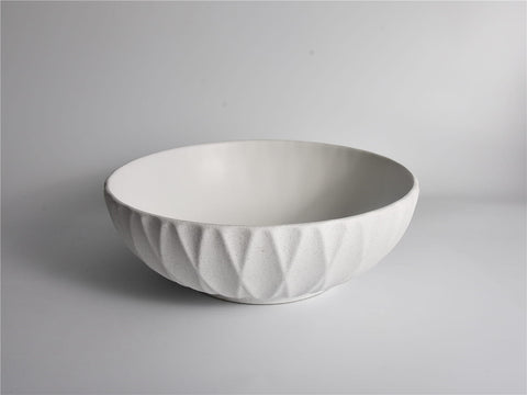 Claya - Polar-40-Ruby Texture Bowl Shaped Basin, Matte White