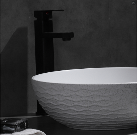 Claya - Polar 40 Wavy Textured Bowl Basin, Matte White