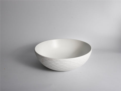 Claya - Polar 40 Wavy Textured Bowl Basin, Matte White