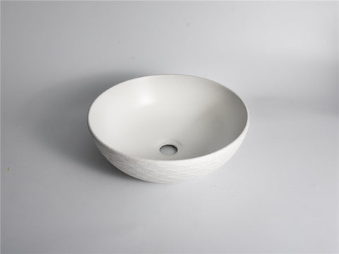 Claya - Polar 40 Wavy Textured Bowl Basin, Matte White
