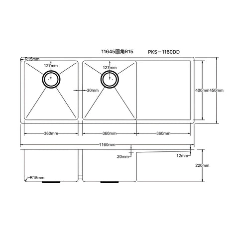 Poseidon - Stainless Steel Double Bowl Kitchen Sink With Drainer in 4 Finishes