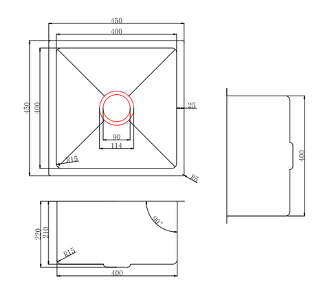 Poseidon - Stainless Steel Kitchen/Laundry sink 450*450*220mm