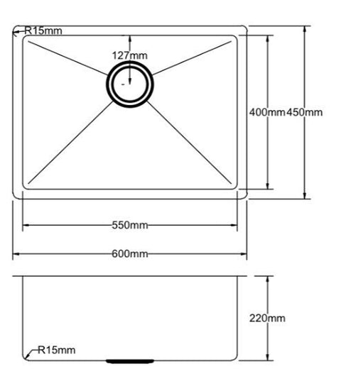 Poseidon - Stainless Steel Kitchen/Laundry sink 600*450*220mm