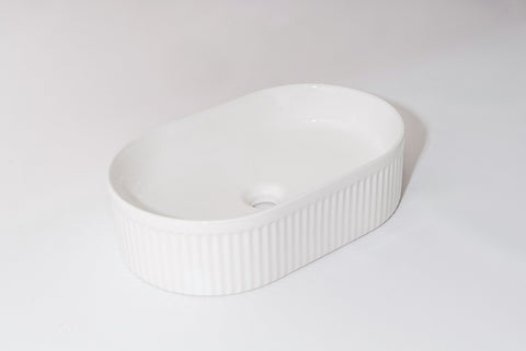 Claya - Pill 49 Fluted Pill-Shaped Basin, Gloss White