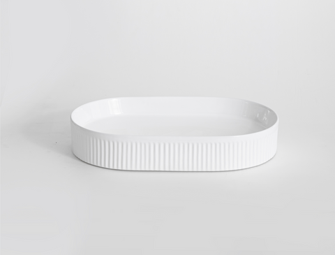 Claya - Pill-58-fluted Pill Shaped Basin, Gloss White