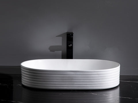 Claya - Pill 60 Fluted Pill-Shaped Basin, Matte White