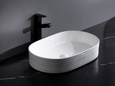 Claya - Pill 60 Fluted Pill-Shaped Basin, Matte White