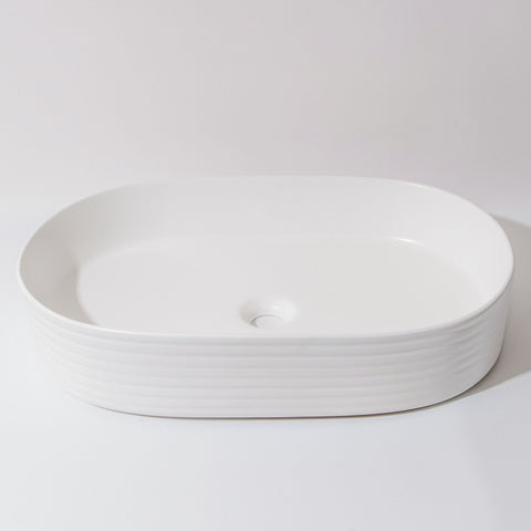 Claya - Pill 60 Fluted Pill-Shaped Basin, Matte White