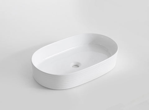 Claya - Pill-60-fluted Pill Shaped Basin, Gloss White