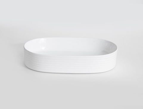 Claya - Pill-60-fluted Pill Shaped Basin, Gloss White