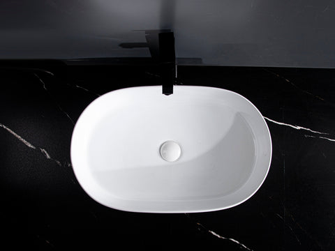 Claya - Pill-60-fluted Pill Shaped Basin, Gloss White
