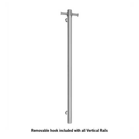 Thermogroup - Brushed Brass Round Vertical Single Heated Towel Rail W142xH900xD100mm