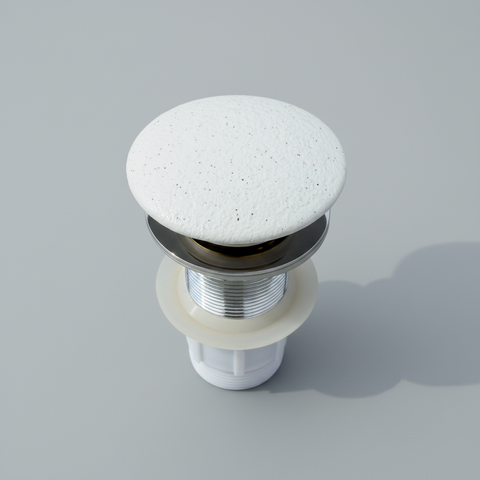 Claya - Textured matte white Pop-Up Waste, 32mm Non-Overflow Ceramic Cap