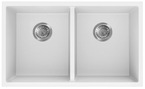Poseidon - White Double Granite Sink Top/Undermount Matte White