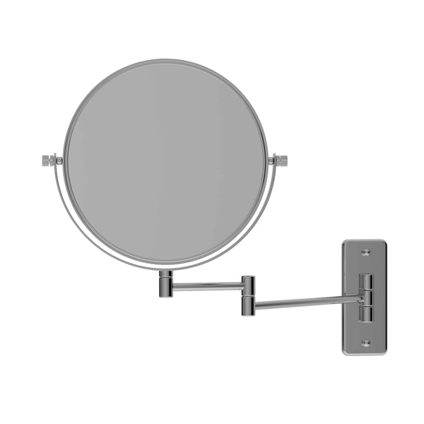 1 & 5x Magnification Chrome Wall Mounted Shaving Mirror, 200mm Diameter