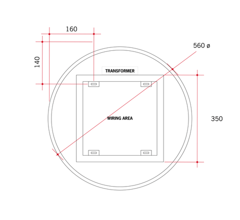 Backlit Round Mirror With Cool Light 600mmØ 37Watts - Includes Mirror Demister